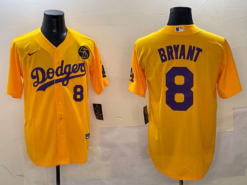 Men Los Angeles Dodgers 8 Bryant Yellow Game 2025 Nike MLB Jersey style 1